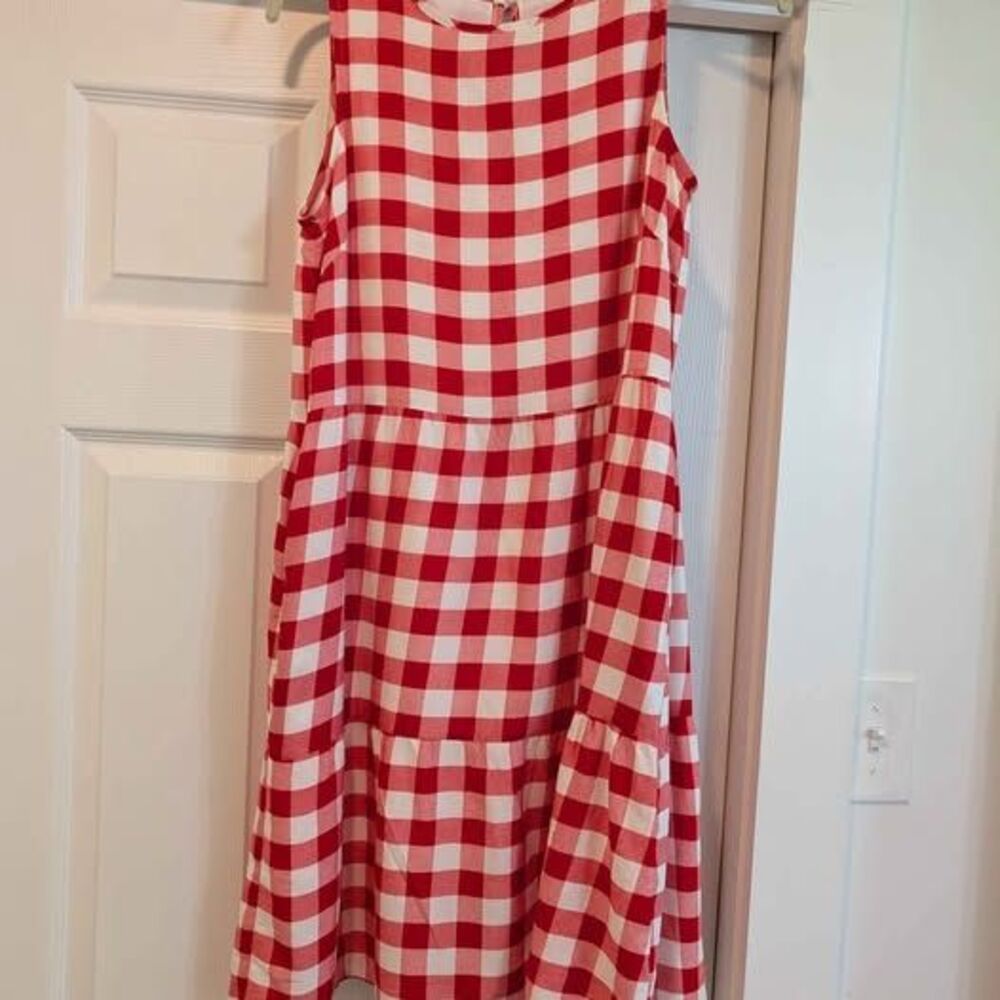 USA 🇺🇸 Red White Gingham Plaid Dress Small